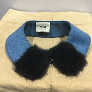 Blue Cashmere/Mink fur collar add on.